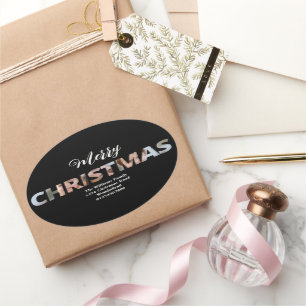 Laden Sie Ihr Foto in Text Christmas Ovaler Aufkleber