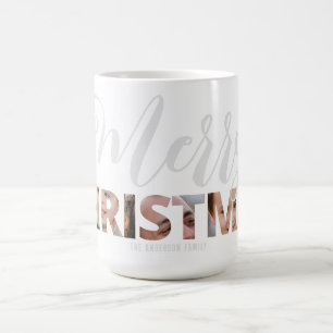Laden Sie Ihr Foto in Text Frohe Weihnachten Kaffeetasse