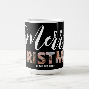 Laden Sie Ihr Foto in Text Frohe Weihnachten Verwandlungstasse