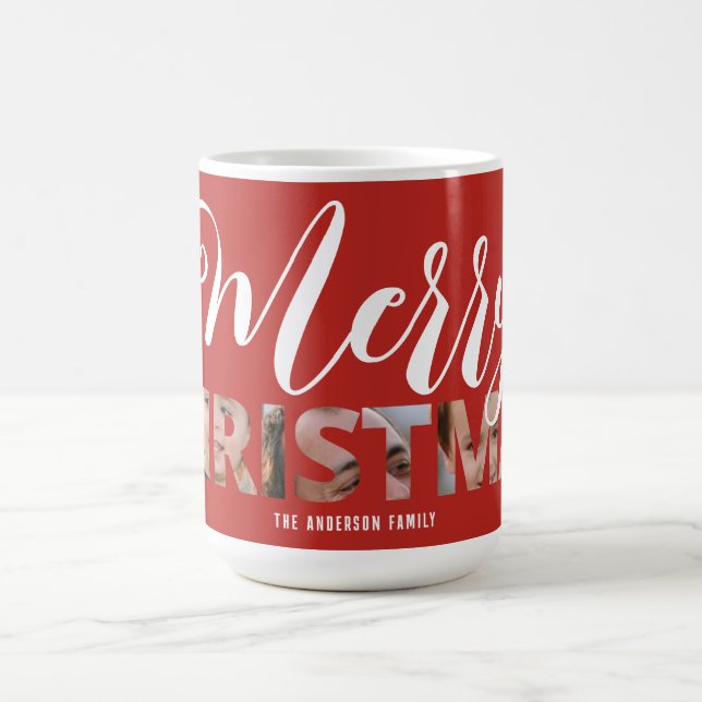 Laden Sie Ihr Foto in Text Frohe Weihnachtsrot hoc Kaffeetasse (Mittel)