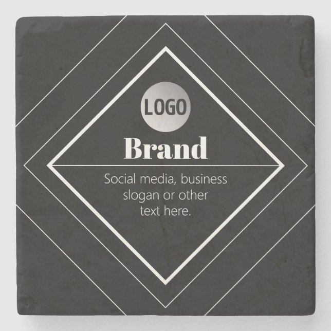 Laden Sie Ihr Logo & anpassbaren Textdesign hoch Steinuntersetzer (Vorderseite)