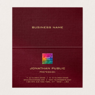 Laden Sie Ihr Logo Burgundy Red Premium Linen gekl Visitenkarten