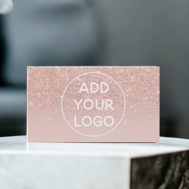 Laden Sie Ihr Logo chic blush Rose gold ombre hoch Visitenkarte (Upload your logo chic blush rose gold ombre business card)