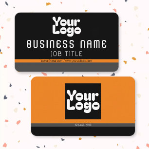 Laden Sie Ihr Logo hoch Schwarz Grau & Orange (e Visitenkarte