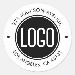Laden Sie Ihr Logo und Ihre Firmenadresse hoch Runder Aufkleber