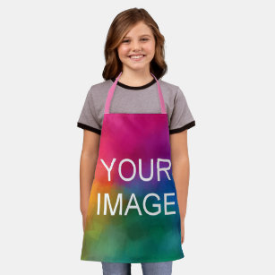 Laden Sie Ihre Foto- oder Logo-Vorlage Pink-Kinder Schürze