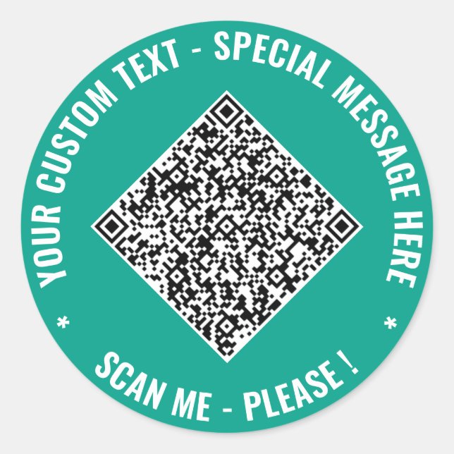 Laden Sie Ihre QR-Code-Text-Sticker Beispiel hoch Runder Aufkleber (Vorderseite)