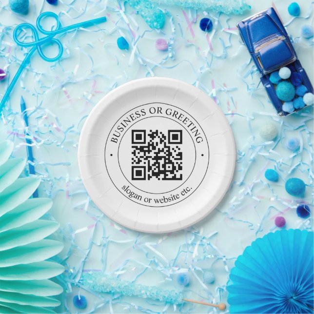 Laden Sie Ihren eigenen QR-Code und anpassbaren Te Pappteller (Party)