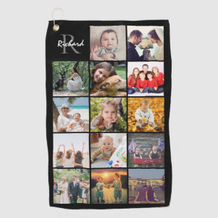 Laden Sie Ihren Foto-Namen mit Monogramm hoch Golfhandtuch