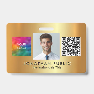 Laden Sie Ihren Logo-QR-Code Mitarbeiterfoto Gold  Ausweis