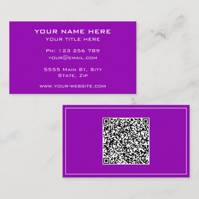 Laden Sie Ihren QR-Code hoch. Beispiel für eine Vi Visitenkarte (Vorne/Hinten)