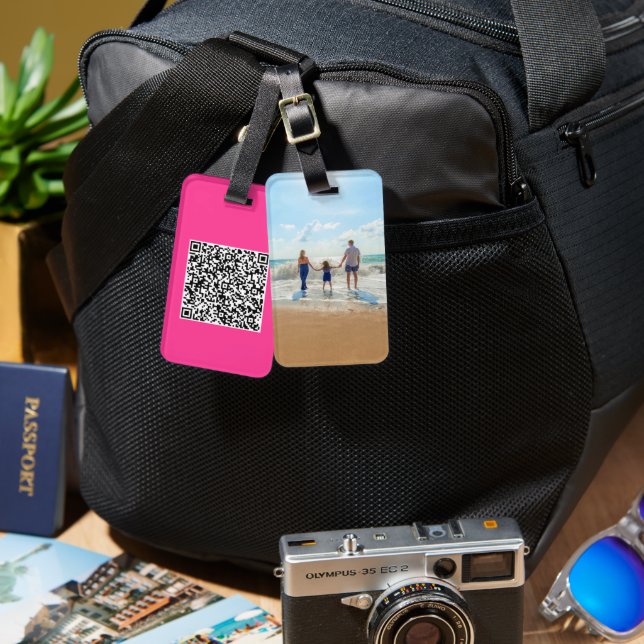 Laden Sie Ihren QR-Code und Ihr Foto-Gepäckanhänge Gepäckanhänger (Vorderseite & Rückseite)
