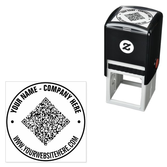 Laden Sie Ihren QR-Code und Text rund Stempel Beis (Beispiel)