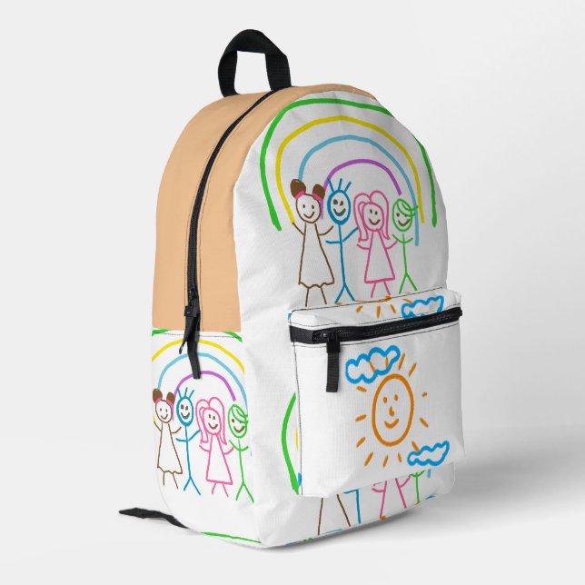 Laden Sie Kinder hoch, in denen Kids-Artwork Gezei Bedruckter Rucksack (Rückseitige Ecke links)