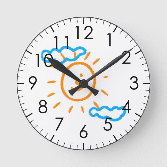 Laden Sie Kinder hoch, in denen Kids-Artwork Gezei Runde Wanduhr (Vorderseite)