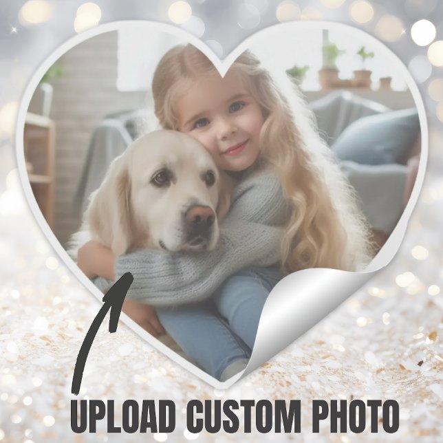 Laden Sie Personalisiertes Foto Geschenkgutscheine Aufkleber (Upload Personalized Photo Gift Child Dog Pet Heart Sticker.)