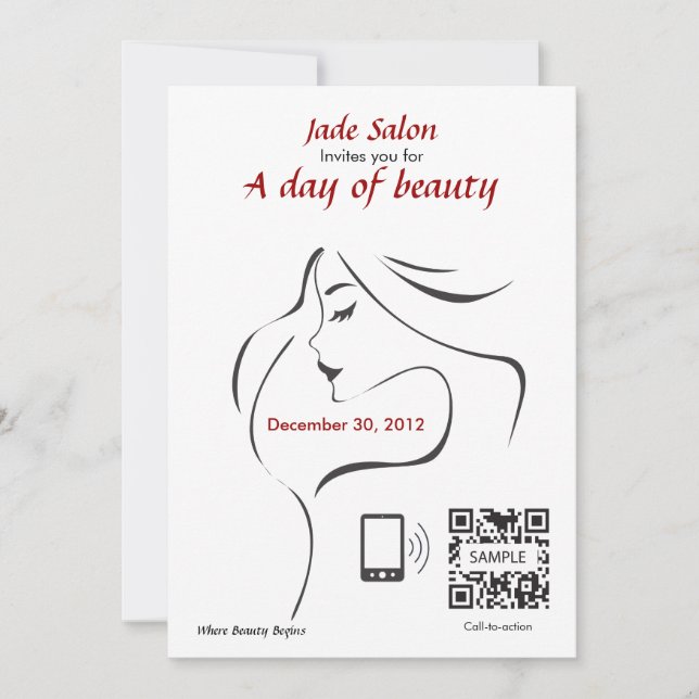 Laden Sie Schablonen-Friseursalon ein Einladung (Vorderseite)