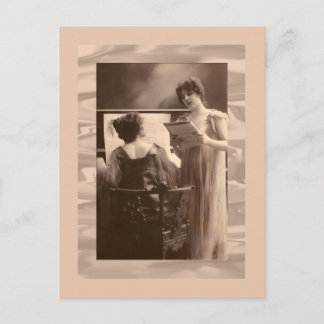 Ladies at piano and singing Victorian Postkarte