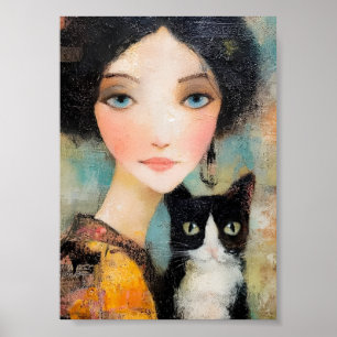 Ladies & Cats – Vintage-Porträt-Kollektion 1 Poster