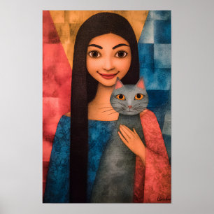 Ladies & Cats – Vintage-Porträt-Kollektion 1 Poster