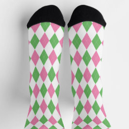 Ladies Golf League Pink Green Pink Green Argyle Socken