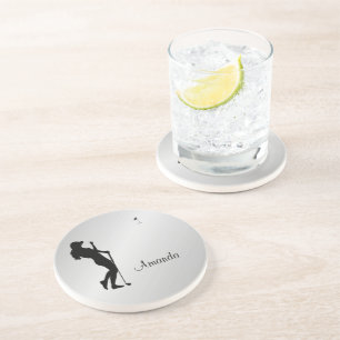 Ladies Golfer Personal Getränkeuntersetzer