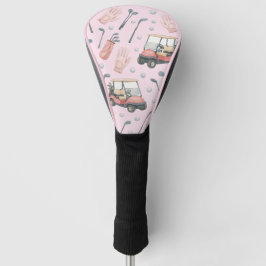 Ladies Pale Pink Golf Cart Pattern Headcover