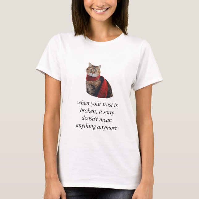 Ladies T-shirt Cat Graphic 3D Print with text (Vorderseite)