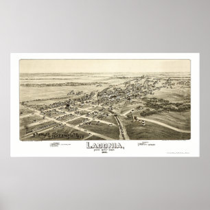 Ladonia, TX Panorama Karte - 1891 Poster