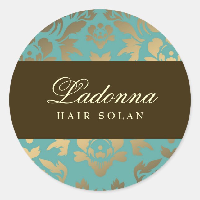 Ladonna Damask Brown Topaz Runder Aufkleber (Vorderseite)