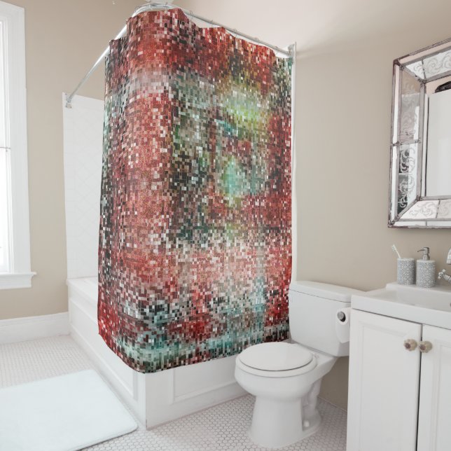 Ladrilho vermelho manchado com tinta spray duschvorhang (Beispiel)