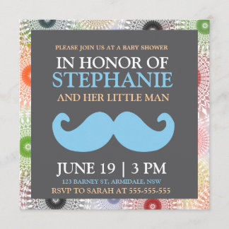 Lädt blaue Babydusche des Schnurrbartes ein Einladung