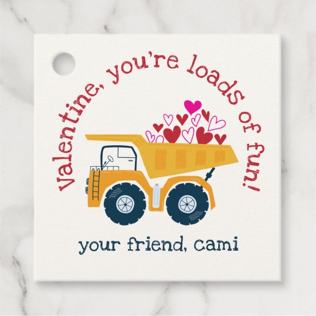 Ladung Fun Dump Truck Valentine Geschenkanhänger (Vorderseite)