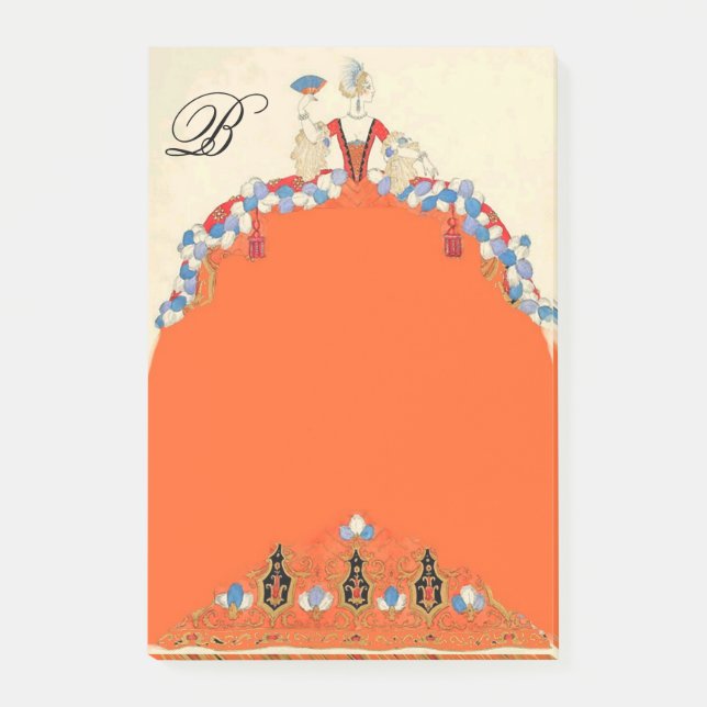 LADUNG IN ORANGE DRESS, FASHION COSTUME MAKEUP ART POST-IT KLEBEZETTEL (Vorderseite)