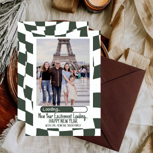 Ladung...Retro Groovy Trendy Happy New Year 2025 Feiertagskarte