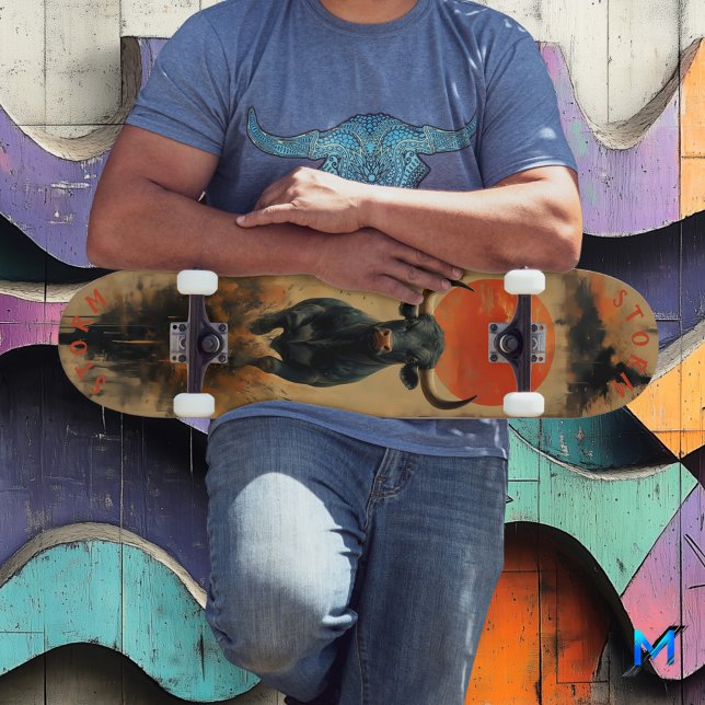 Ladung unter fierigem Sonnenuntergang, Retro-Power Skateboard (Von Creator hochgeladen)