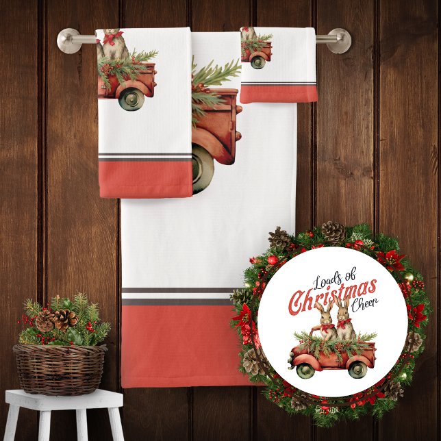 Ladung von Weihnachts-Tschernobschen in Red Truck Badhandtuch Set (Von Creator hochgeladen)