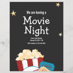 Ladung zum coolen Vintage-Filmabend mit Popcorn Flyer