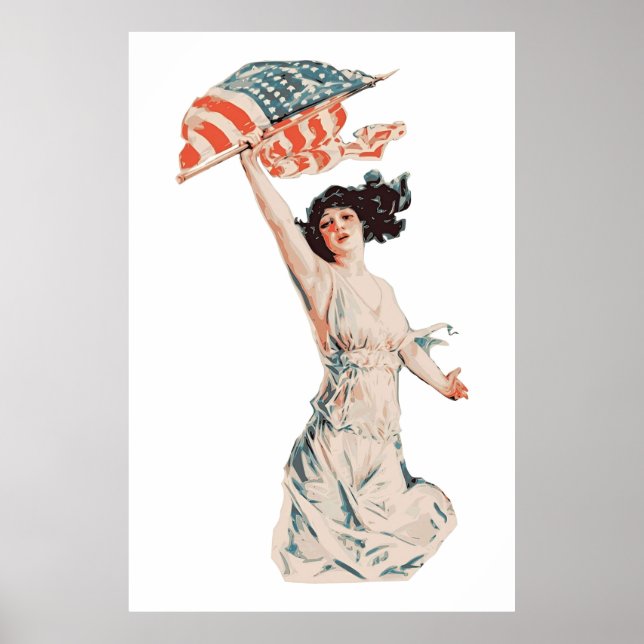Lady 4. Juli American Flag Lady Poster (Vorne)