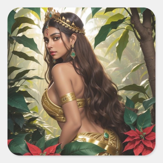 Lady Absinthe Quadratischer Aufkleber (Vorderseite)