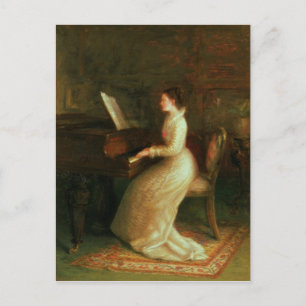 Lady am Klavier Postkarte