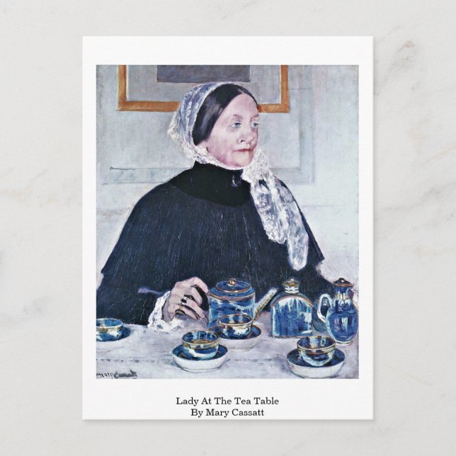 Lady am Tea Table von Mary Cassatt Postkarte (Vorderseite)