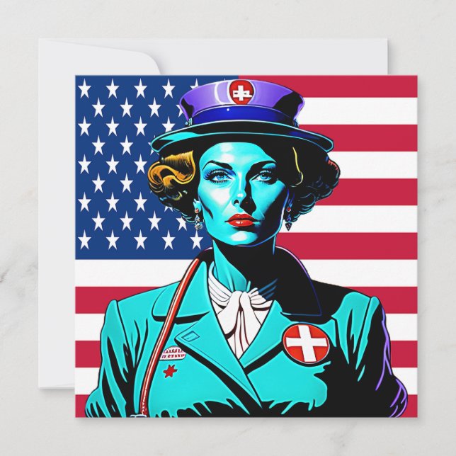 Lady America USA Flag Postcard (Vorderseite)