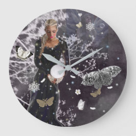 Lady and Crystal Ball Round Clock Große Wanduhr