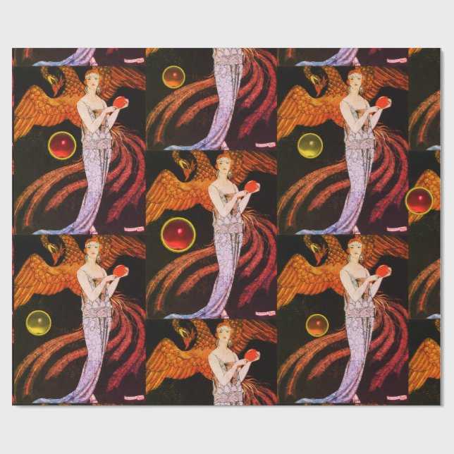 LADY AND FOENIX ART DECO SCHÖNHEIT FASHION COSTUMA GESCHENKPAPIER (Flach)