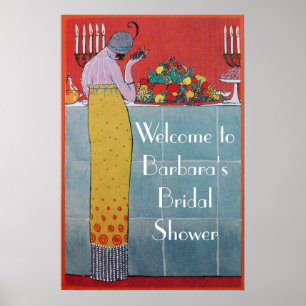 LADY AND FRUITS TABLE SET ART DECO POLTERABEND POSTER