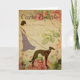 Lady and Greyhound Vintage French Postcard Karte