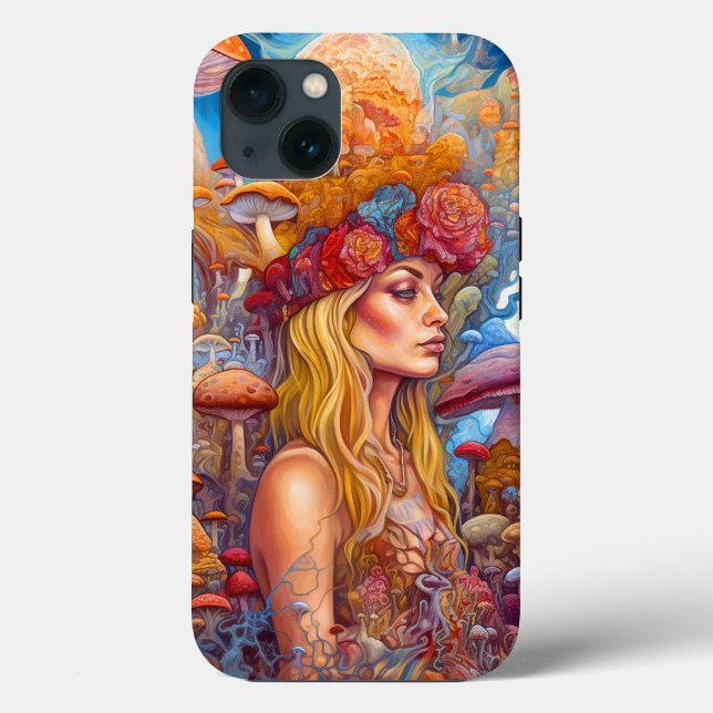 Lady and Mushrooms Surreal Fantasy Art Case-Mate iPhone Hülle (Rückseite)