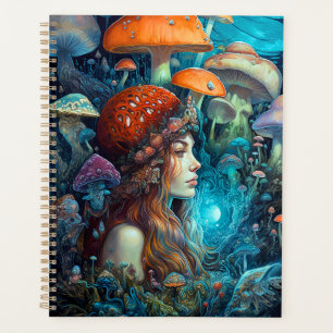 Lady and Mushrooms Surreal Fantasy Art Planner Planer