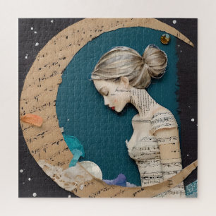 Lady and the Moon Collage Puzzle